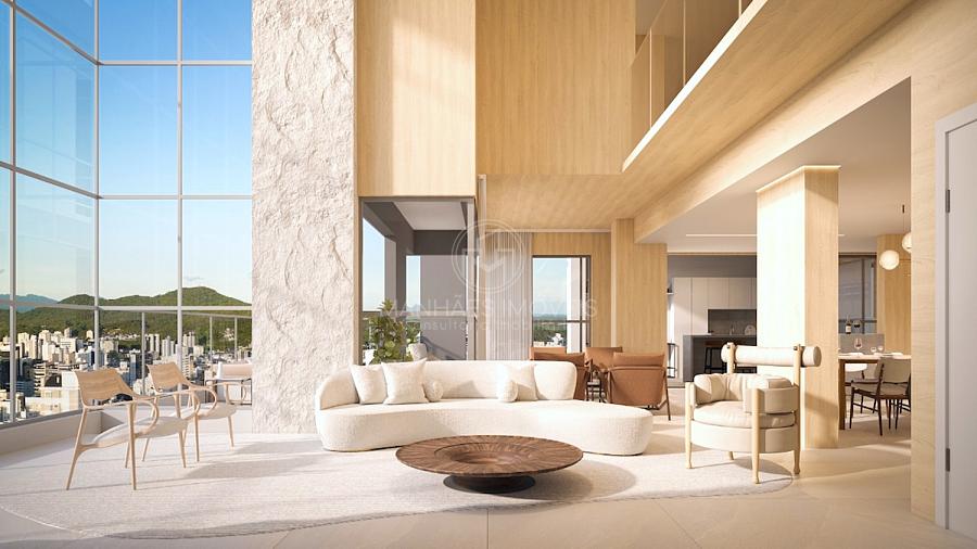 Living com pé direito duplo do Apartamento Duplex