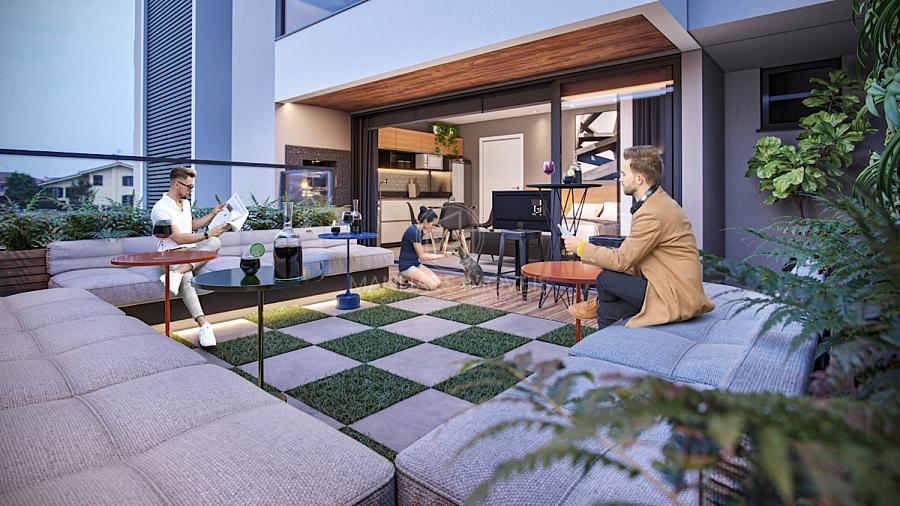 Terraço do apartamento giardino de 1 dormitório