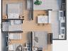 Apartamento Tipo 1: Planta com 51,66 m privativos