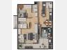 Planta dos apartamentos tipo de 3 dormitrios - Finais 1 e 2 (76,80 m priv.)