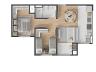 Apartamento Tipo 3: Planta com 48,35 m privativos