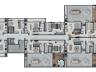 Implantao do 2 pavimento com apartamentos tipo e giardino