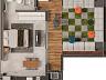 Planta do apartamento giardino de 1 dormitrio (51,56 m priv.)