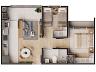 Planta do apartamento tipo 2 com 51 m priv.