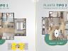 Plantas disponveis: Apartamentos Tipo 1 e 2