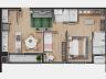 Planta do apartamento de 2 dormitrios com sute