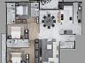 Planta do apartamento com 3 sutes e 136 m priv.